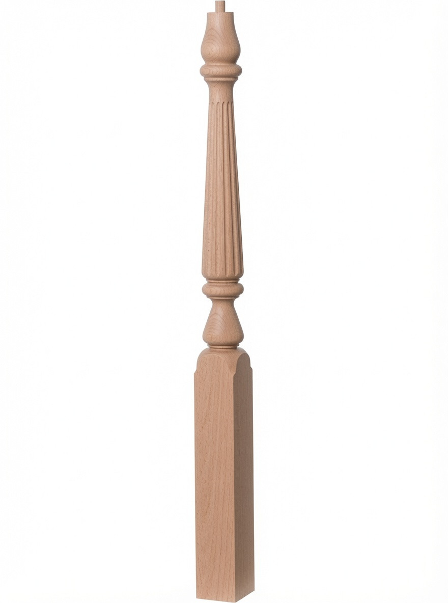 F-4811 48" Fluted Pin Top Ohio Starting Newel Post - Beech