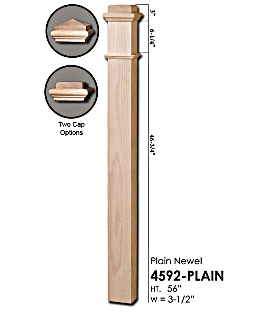 4592-Plain Red Oak Box Newel Post | Westfire Stair Parts