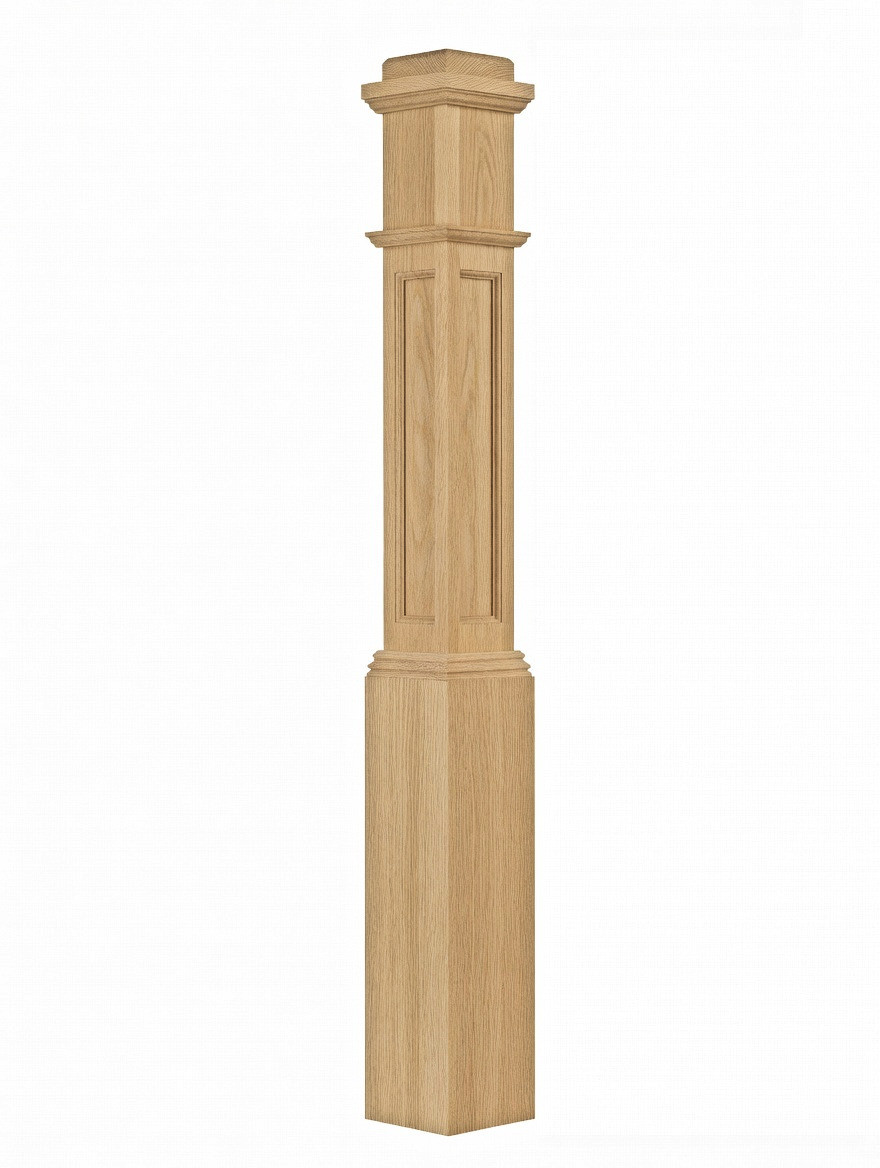 AFP-4091 Actual Flat Pox Newel Post, White Oak