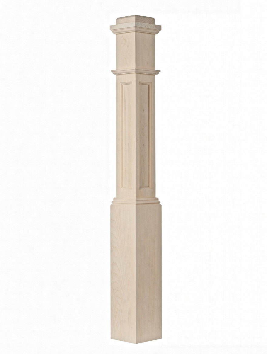 AFP-4091 Actual Flat Panel Box Newel Post, Poplar
