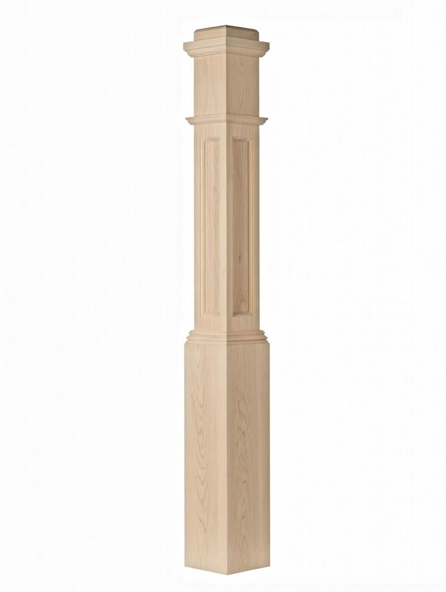 AFP-4091 Actual Flat Panel Box Newel Post, Hard Maple