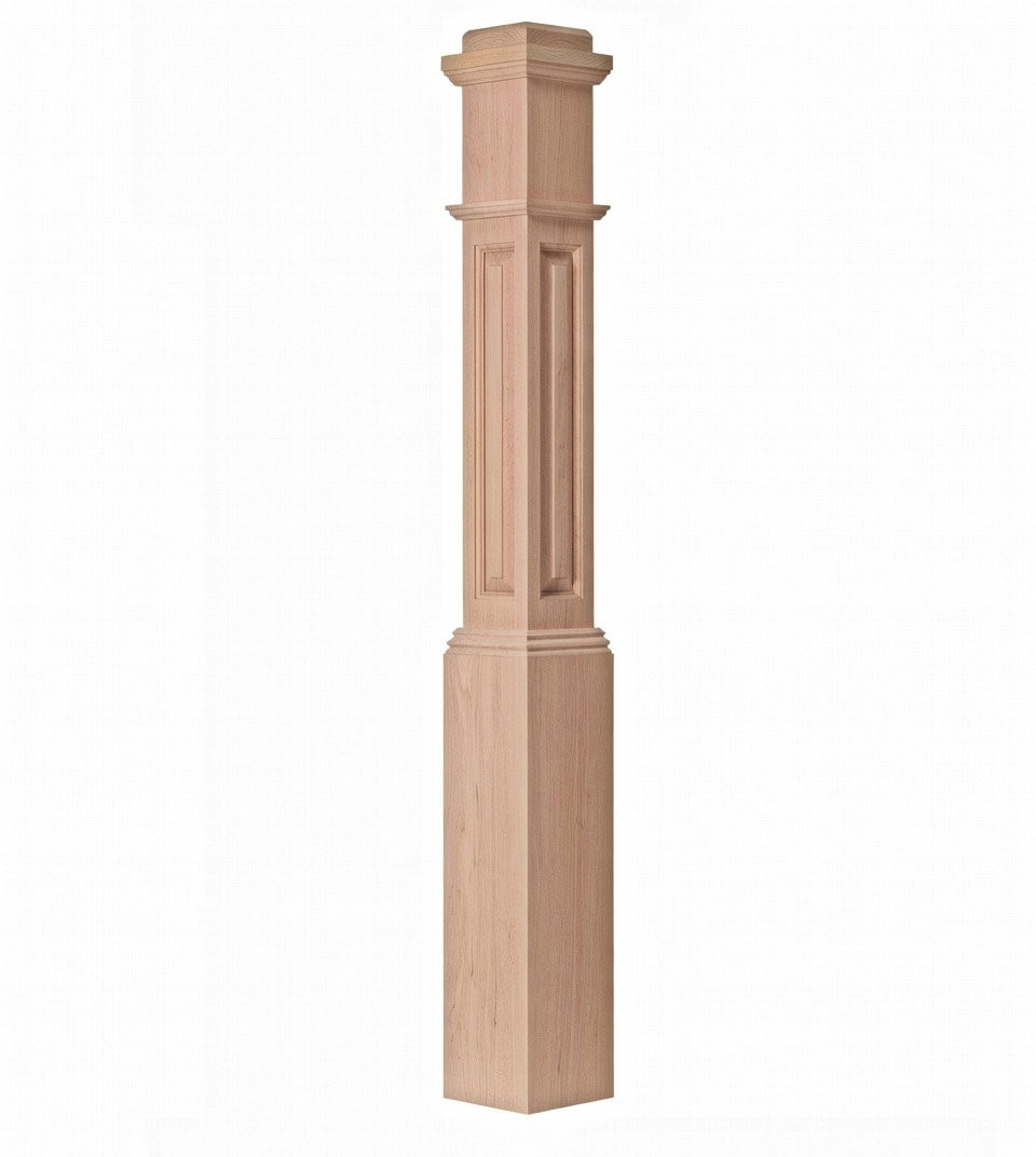 ARP-4091 Actual Raised Panel Box Newel Post, Beech