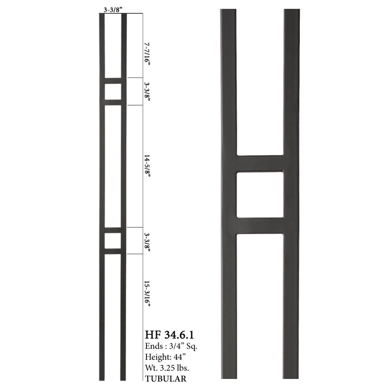 HF34.6.1 MEGA Double Square Aalto Steel Baluster 