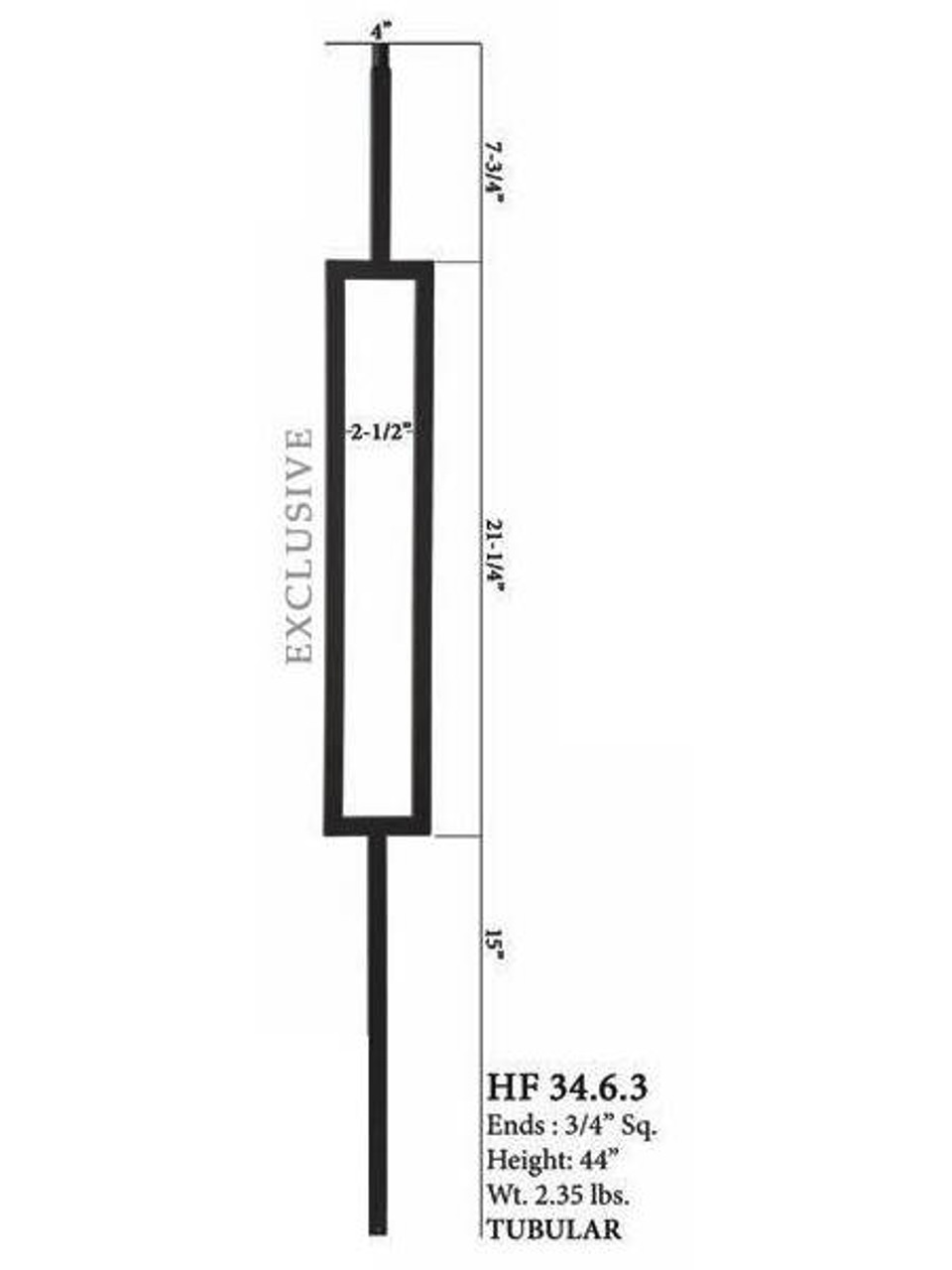 HF34.6.3 MEGA Single Rectangle Aalto Steel Baluster 2