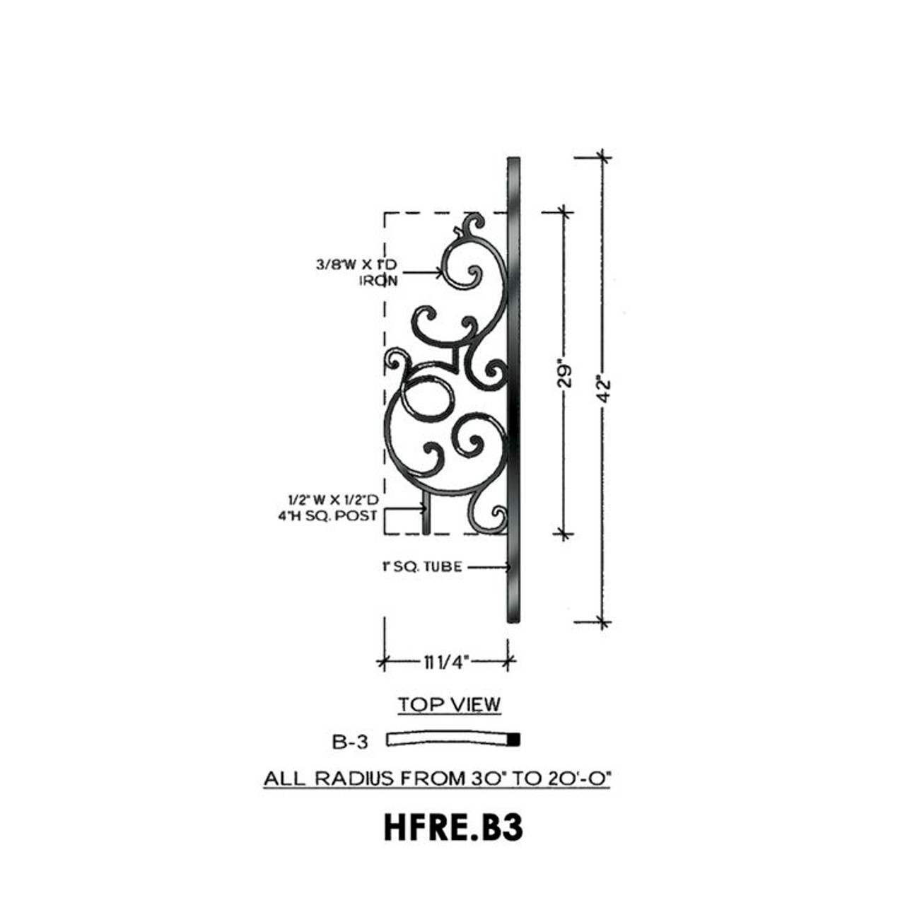 HFRE.B3 Regency Rake Iron Curved Panel