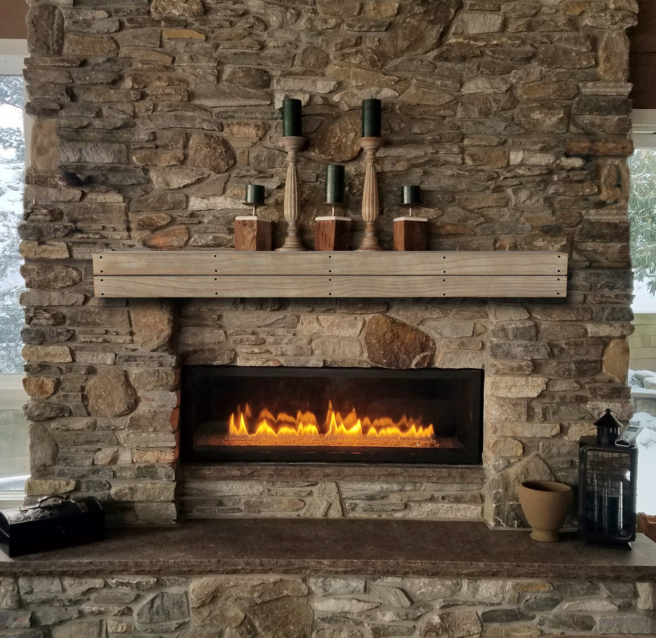 The Cades Pallet Fireplace Mantel Shelves, Life Style View