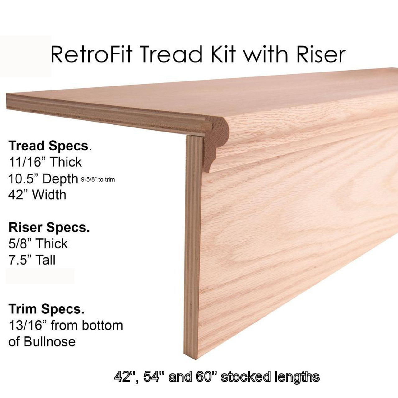 Double Return Traditional 1 Red Oak Stair Tread