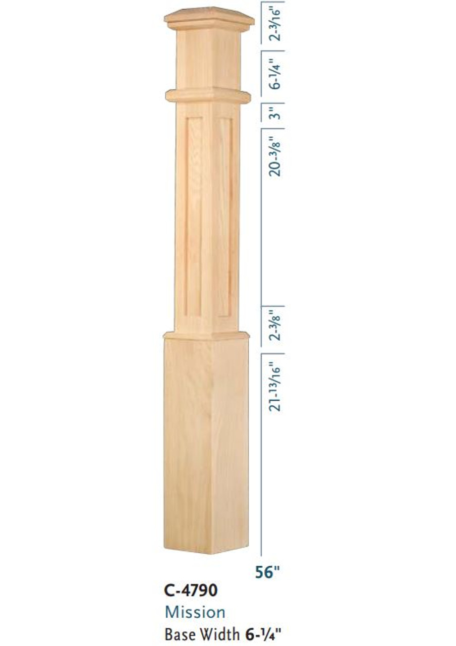 C-4790 Mission Style Box Newel Post 