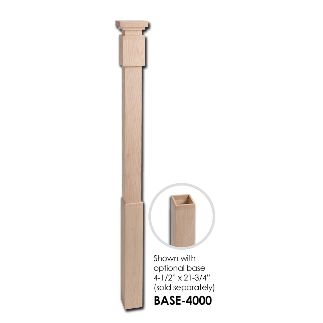 4400 Modern Newel Post with Optional Base