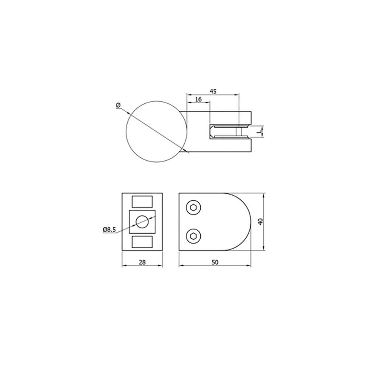 Glass Clamps for Round Posts, CADD