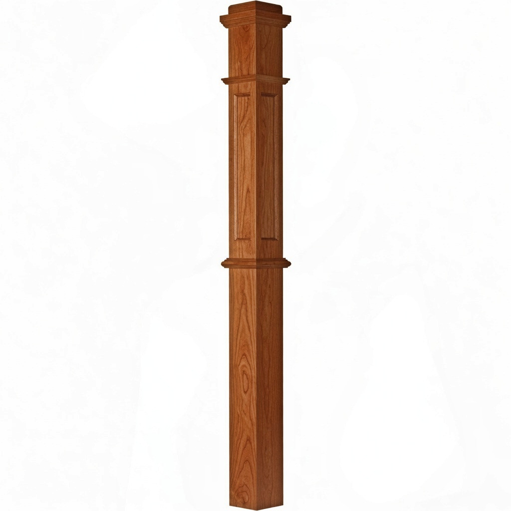 AFP-4375 Actual Flat Panel Box Newel Post, Cherry