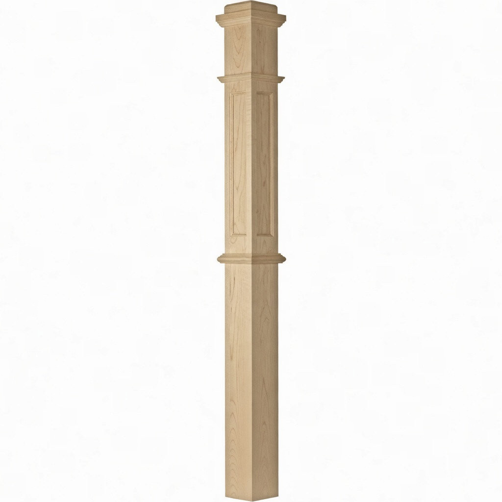 AFP-4375 Actual Flat Panel Box Newel Post, Hard Maple