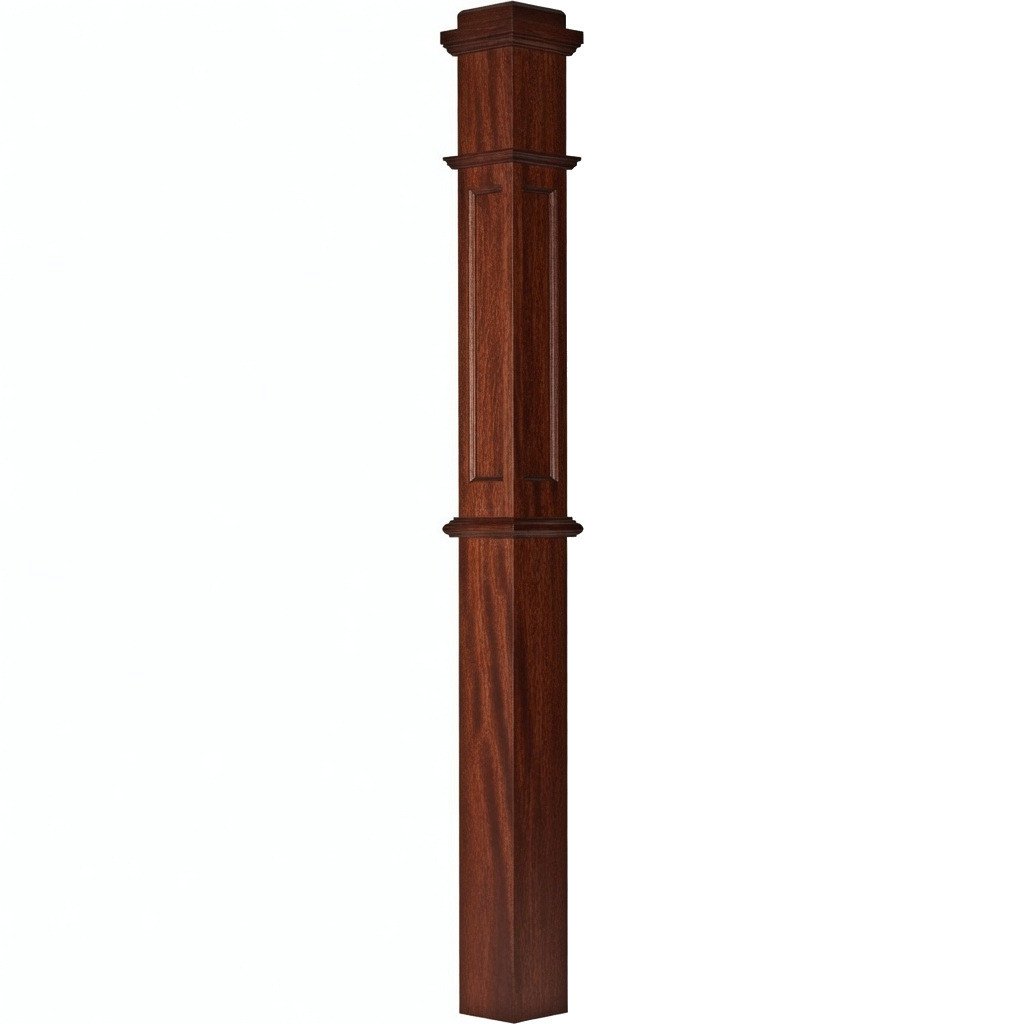 AFP-4375 Actual Flat Panel Box Newel Post, Mahogany