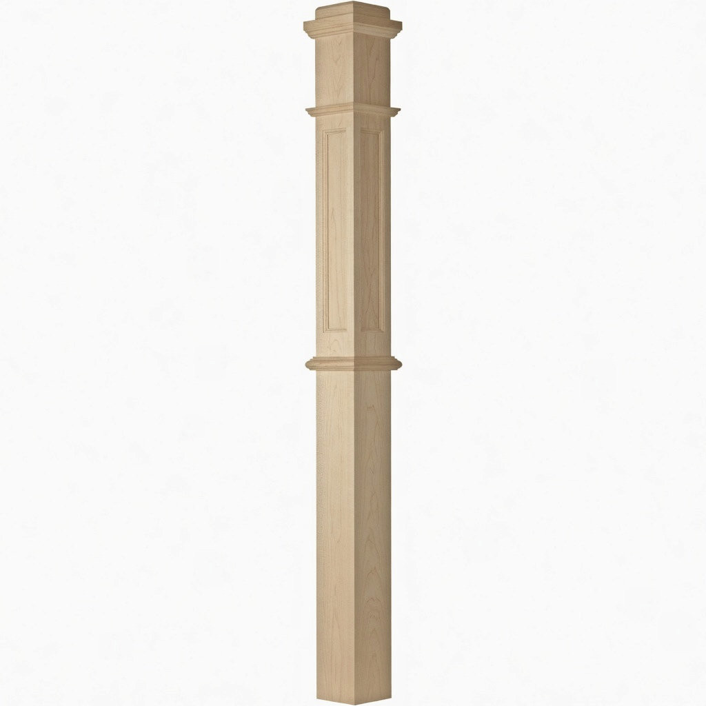 AFP-4375 Actual Flat Panel Box Newel Post, Soft Maple