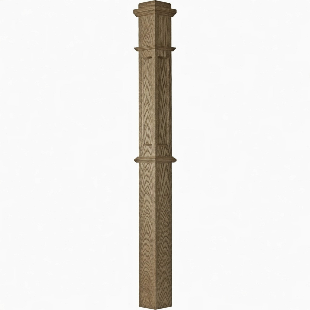AFP-4375 Actual Flat Panel Box Newel Post, White Oak