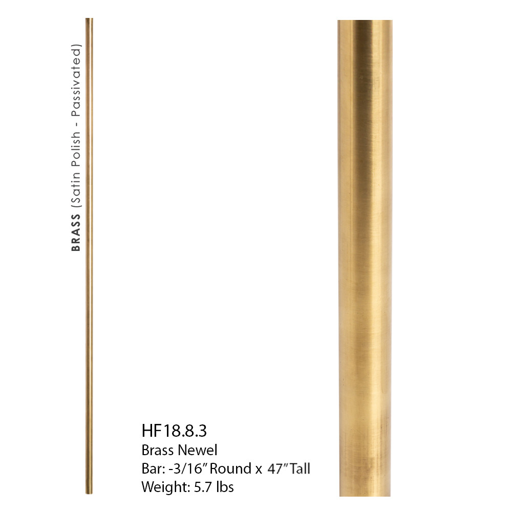 HF18.8.1 Round Designer Tubular Plain Bar BRASS | Westfire Stair