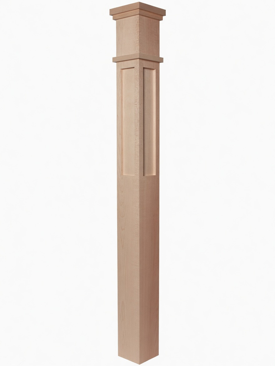  MFP-4375 Actual Flat Panel Mission-Style Box Newel Post, Hard Maple