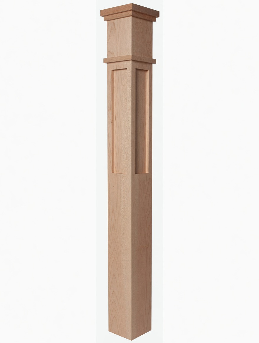  MFP-4375 Actual Flat Panel Mission-Style Box Newel Post, Soft Maple