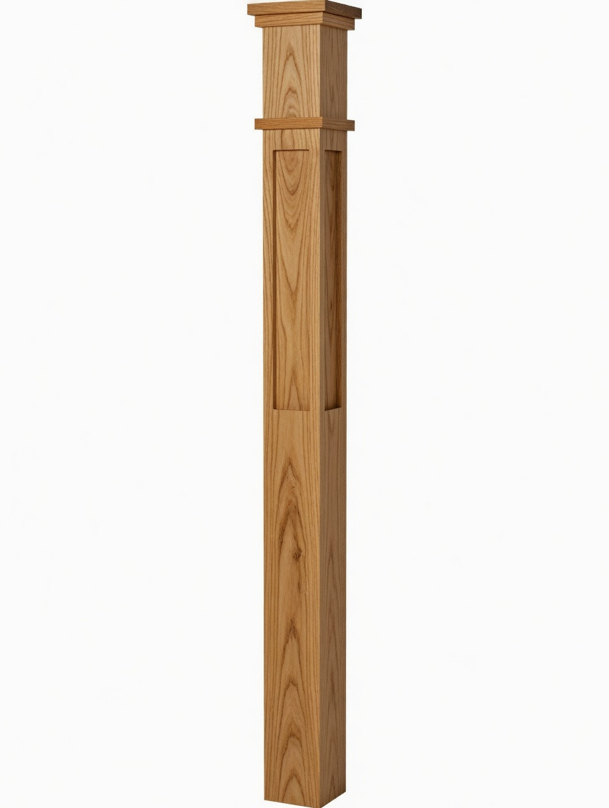  MFP-4375 Actual Flat Panel Mission-Style Box Newel Post, Hickory