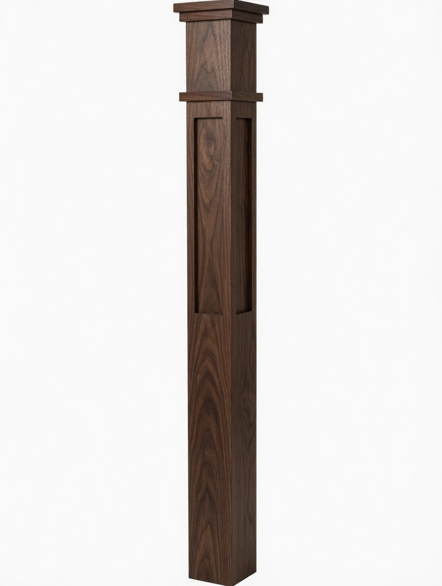  MFP-4375 Actual Flat Panel Mission-Style Box Newel Post, Walnut