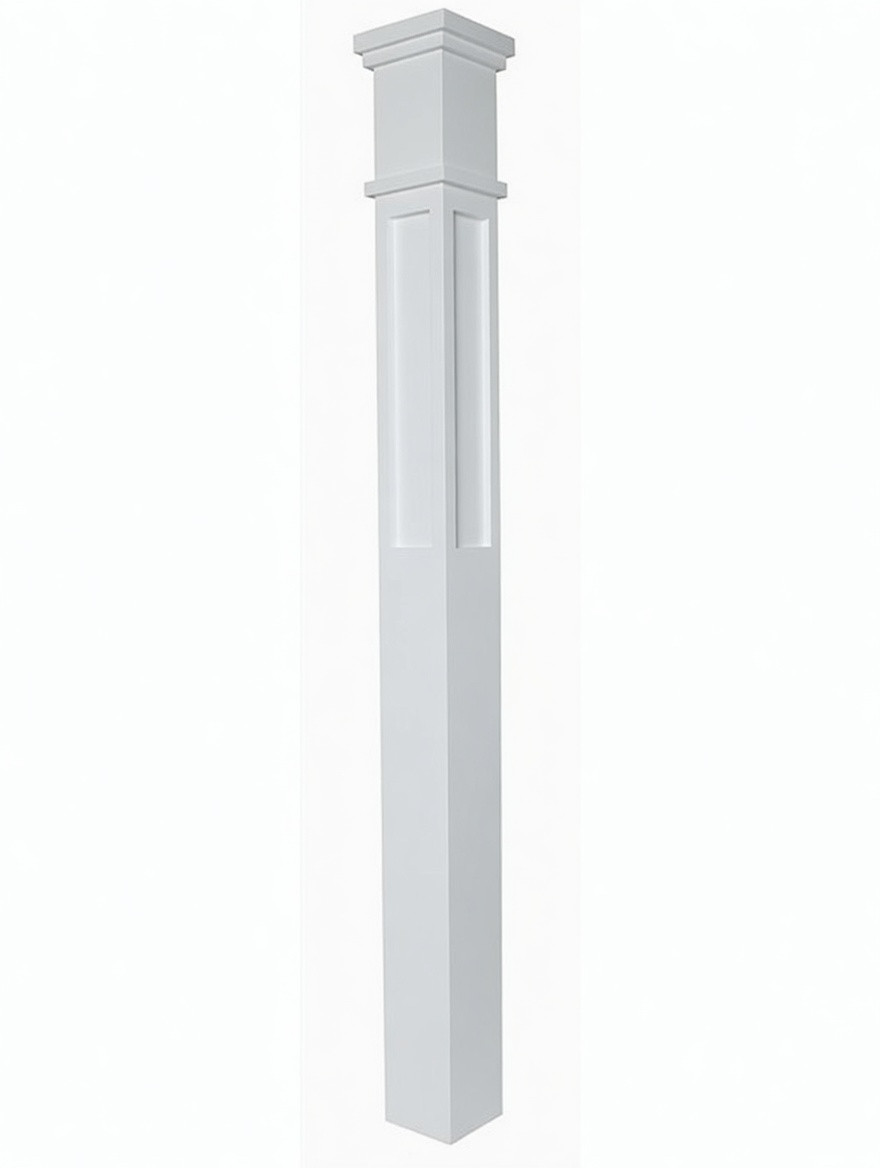 MFP-4375 Actual Flat Panel Mission-Style Box Newel Post Primed