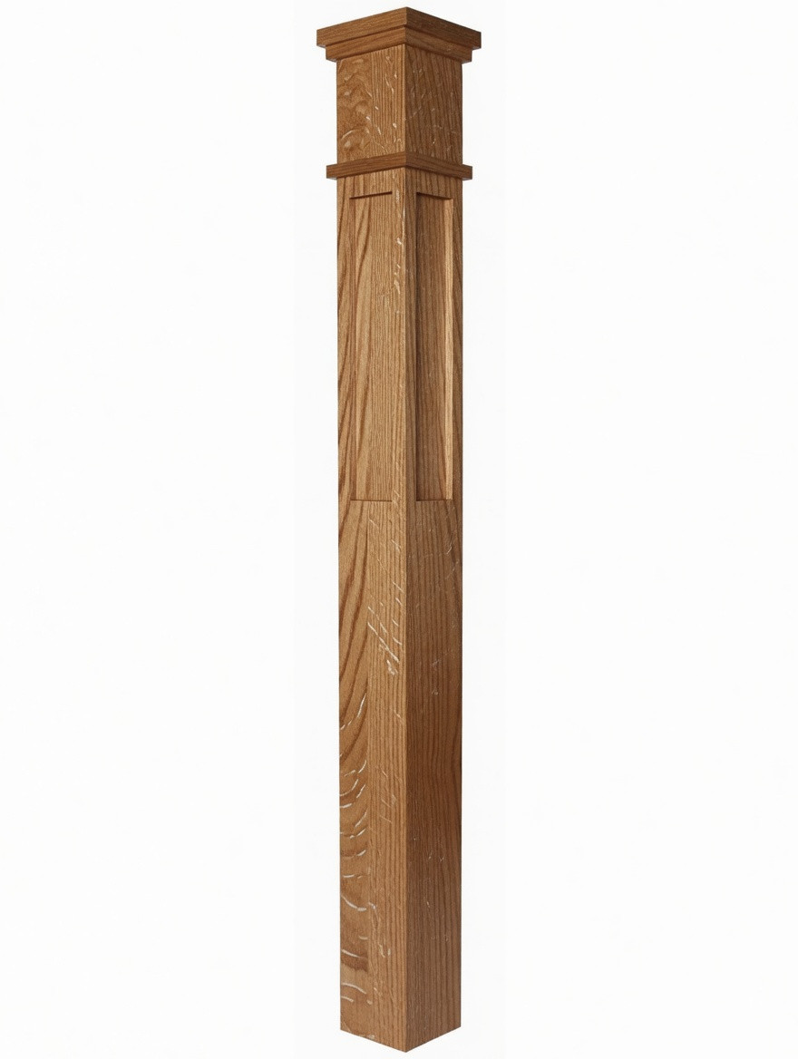 MFP-4375 Actual Flat Panel Mission-Style Box Newel Post Ash