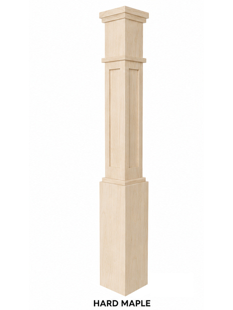 MFP-4091 Actual Flat Panel Mission-Style Box Newel Post, Hard Maple