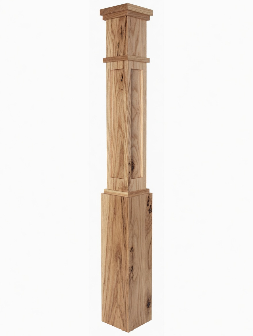 MFP-4091 Actual Flat Panel Mission-Style Box Newel Post, Hickory