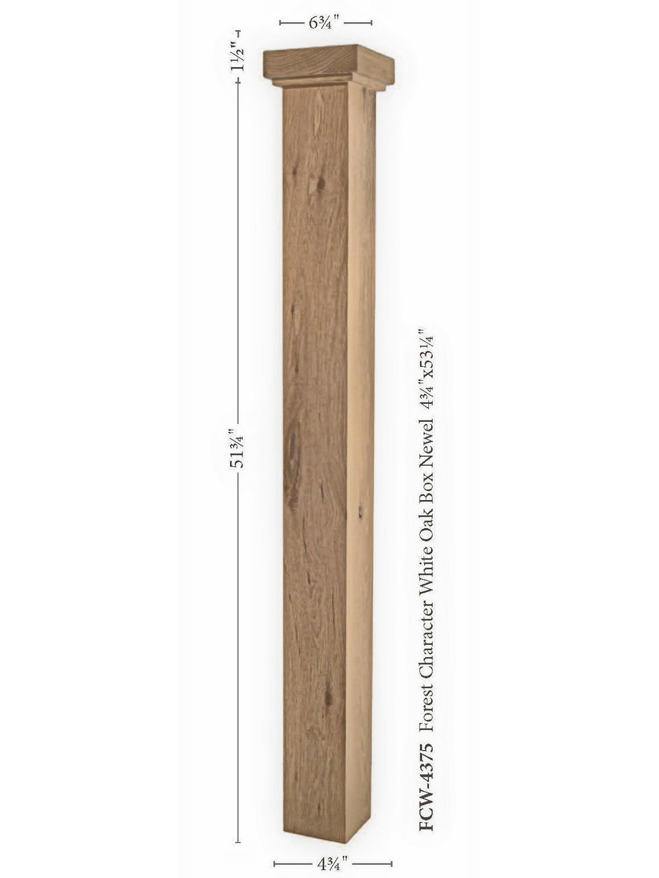 FCW-4375 Forest Character White Oak Box Newel Post | Westfire