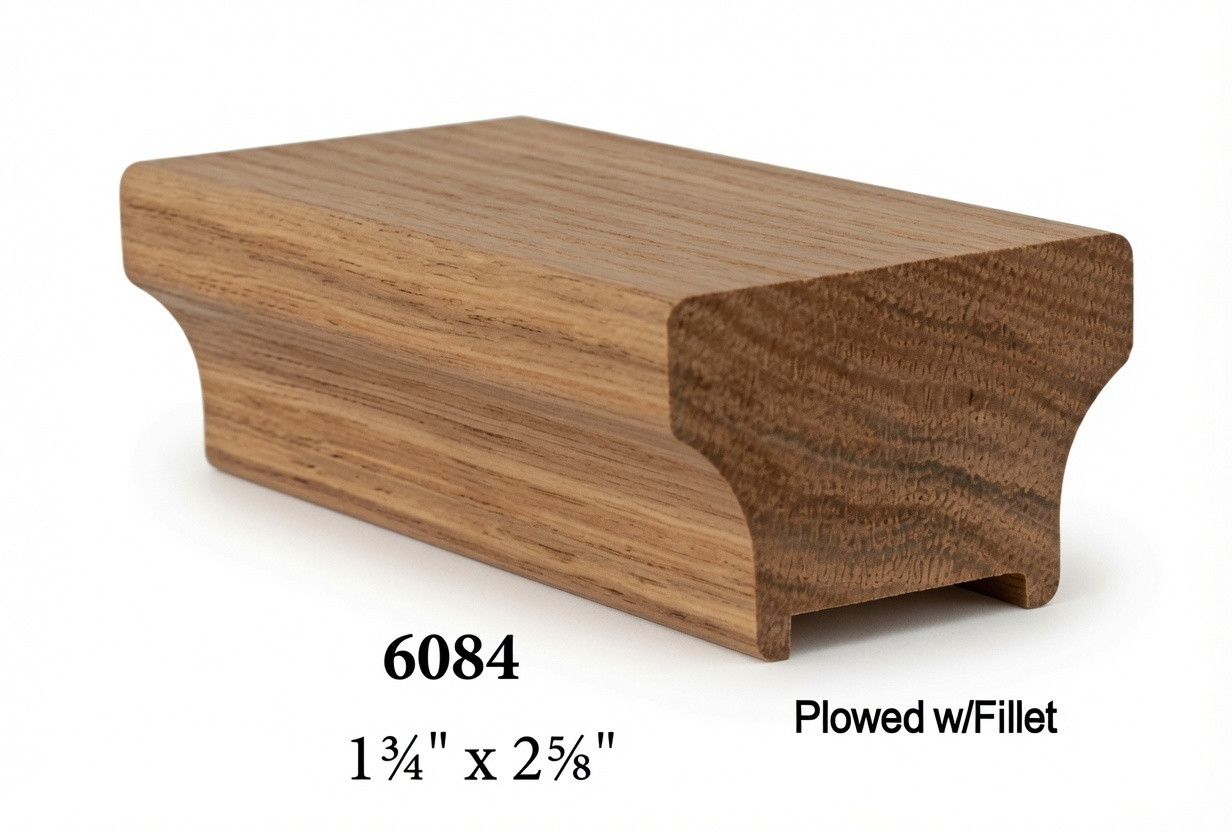 6084P Plowed Contemporary Handrail - Red Oak