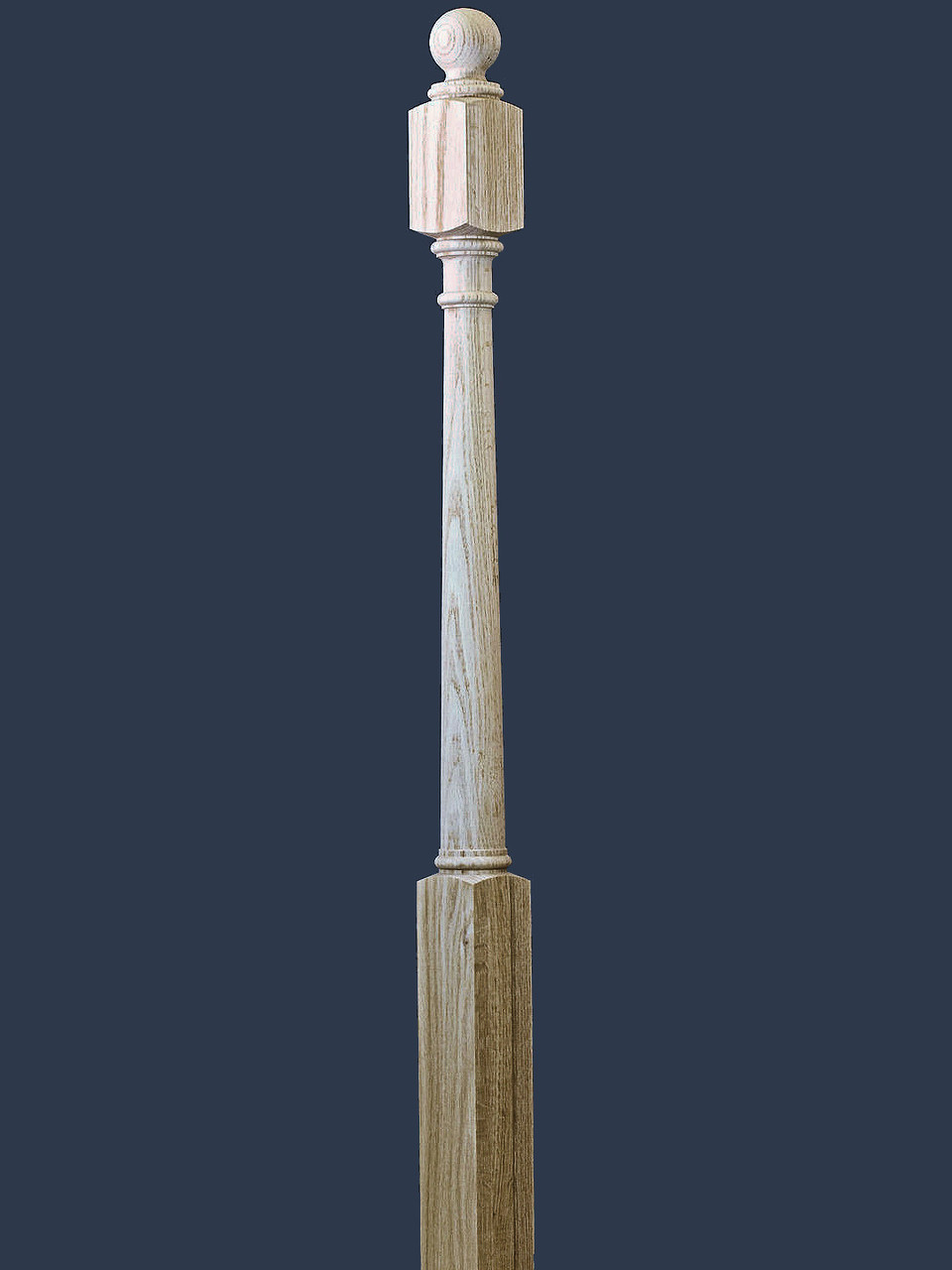 C-4046 60" Colonial Traditional Angle Newel Post, Ball Top