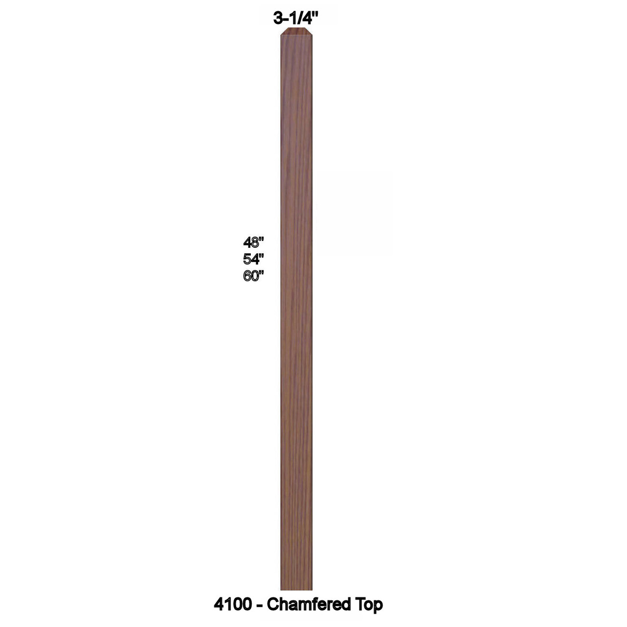 4100 54" S4S 3.25" Newel with Chamfered Top