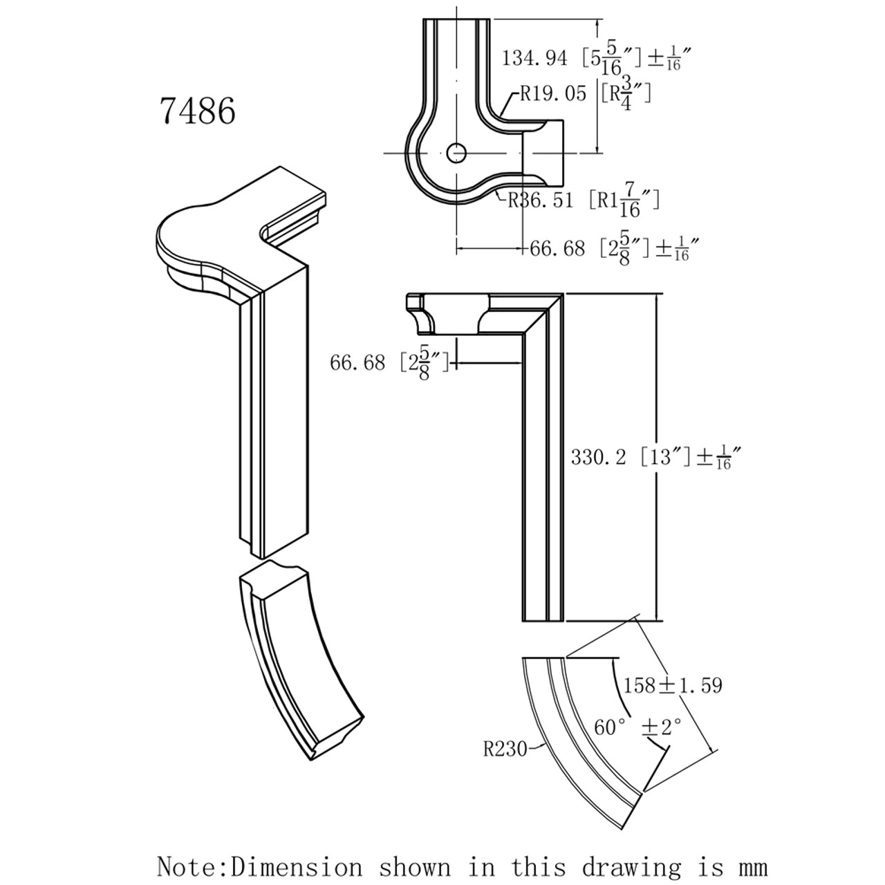 HF-7486 Right Hand Gooseneck, With Cap - CADD