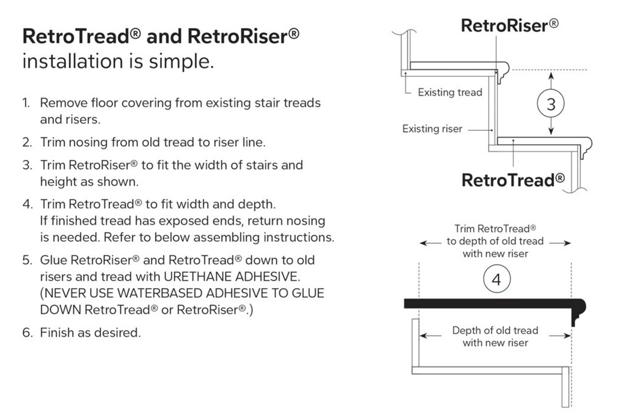 Installation - Young RetroCraft Mitered Return Tread Kit with Riser - Modern (3)