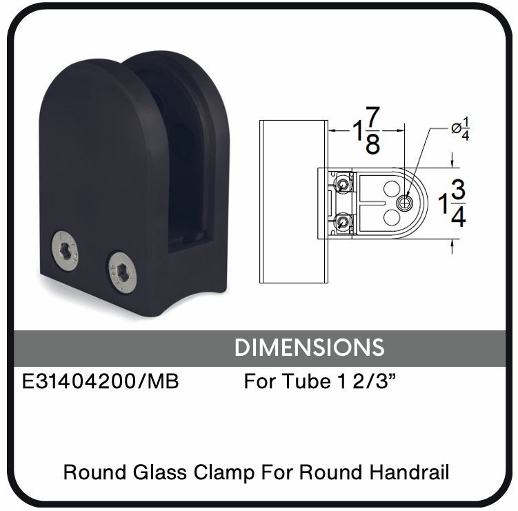 E31404200/MB Round Glass Clamp for Round Handrail Data Sheet