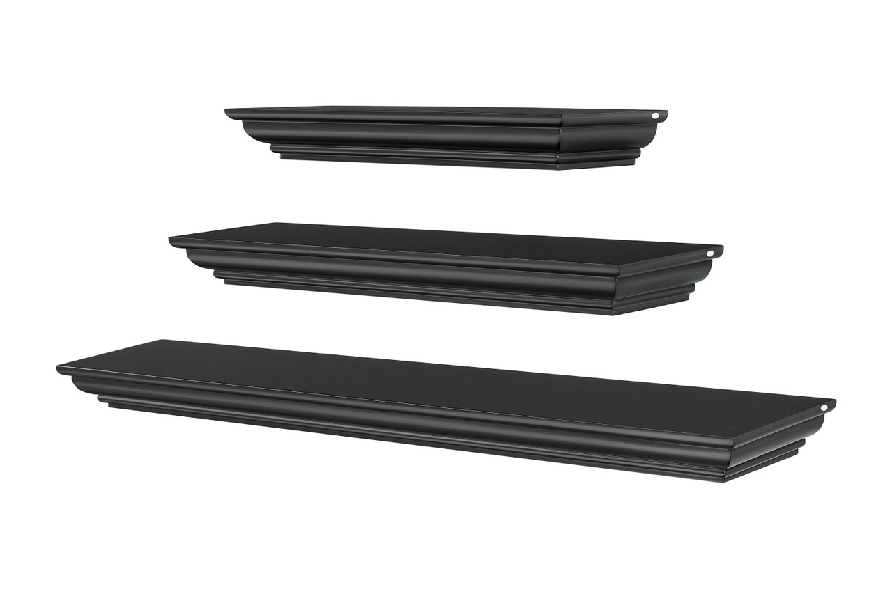The Sadie 3 Piece Mantel Shelf Set, Black 