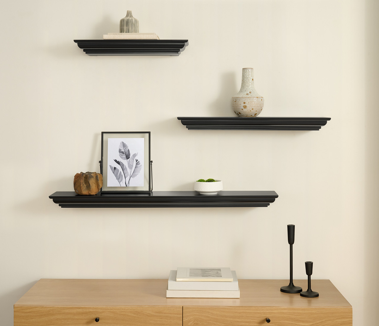 The Sadie 3 Piece Mantel Shelf Set, Black