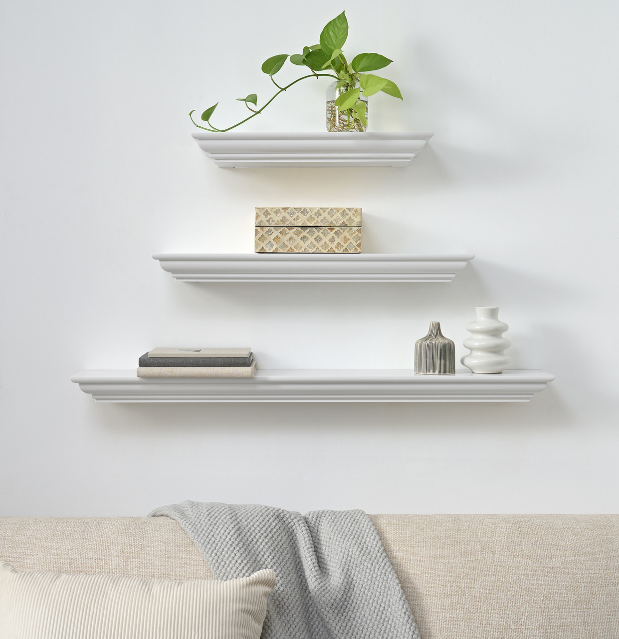 The Sadie 3 Piece Mantel Shelf Set, White Living Room