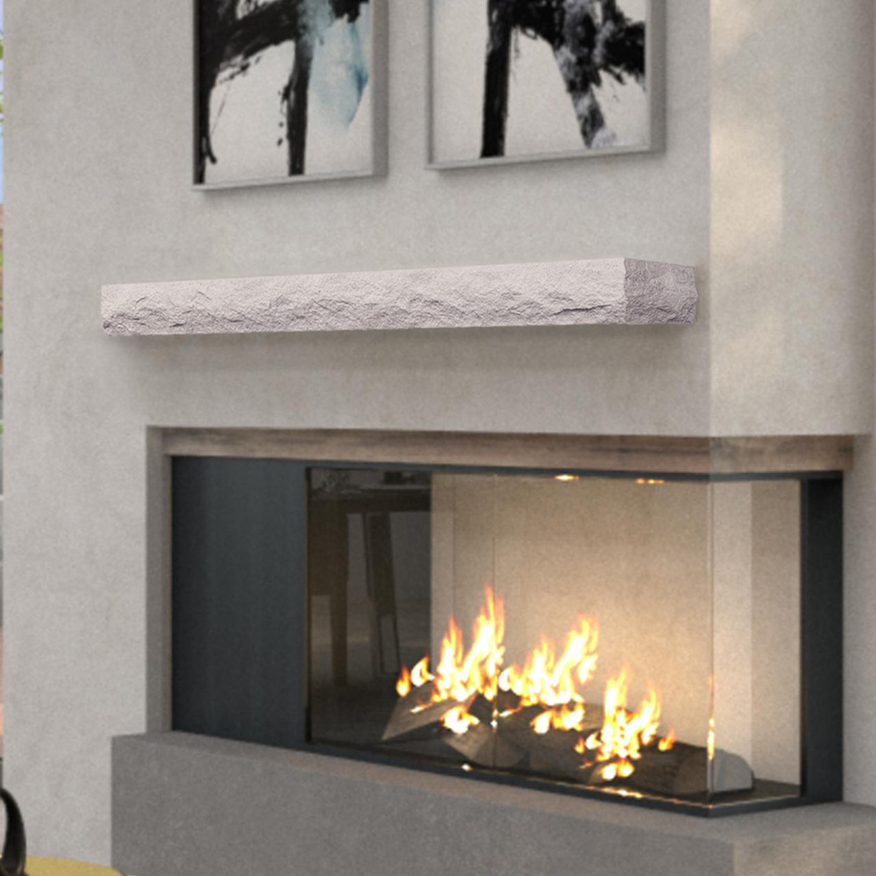 NCCS Natural Cut Stone Non-Combustable Fireplace Mantel Shelf, Arctic Blast Interior