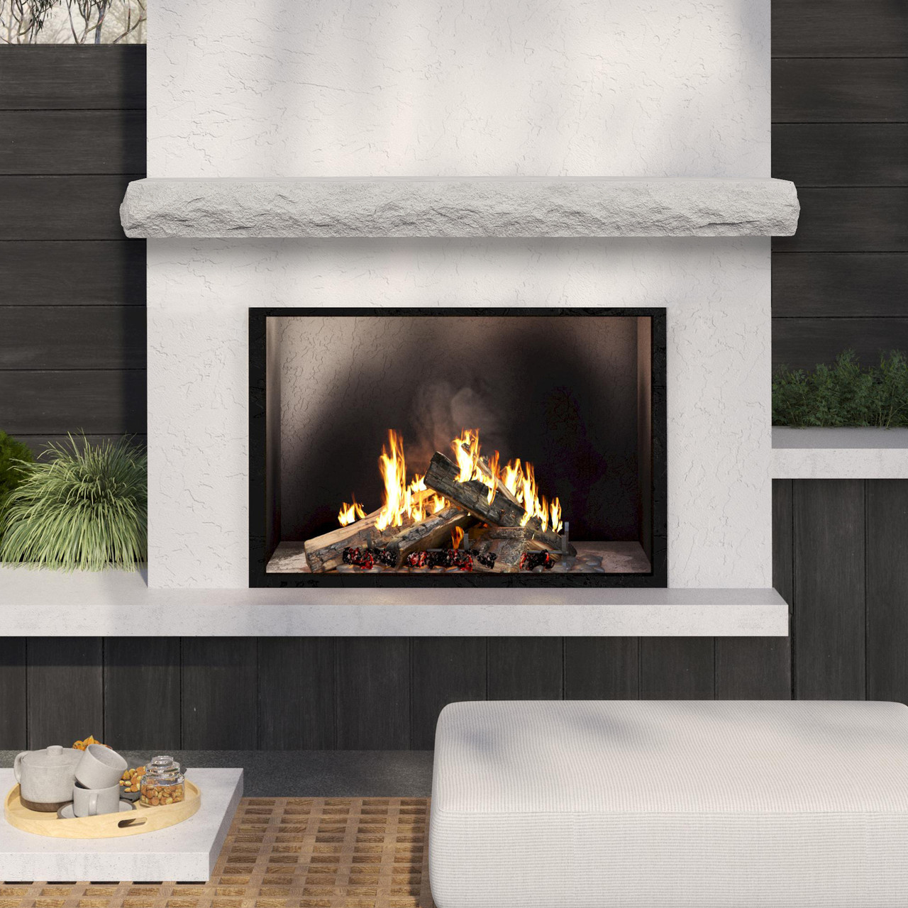 NCCS Natural Cut Stone Non-Combustable Fireplace Mantel Shelf, Arctic Blast Exterior