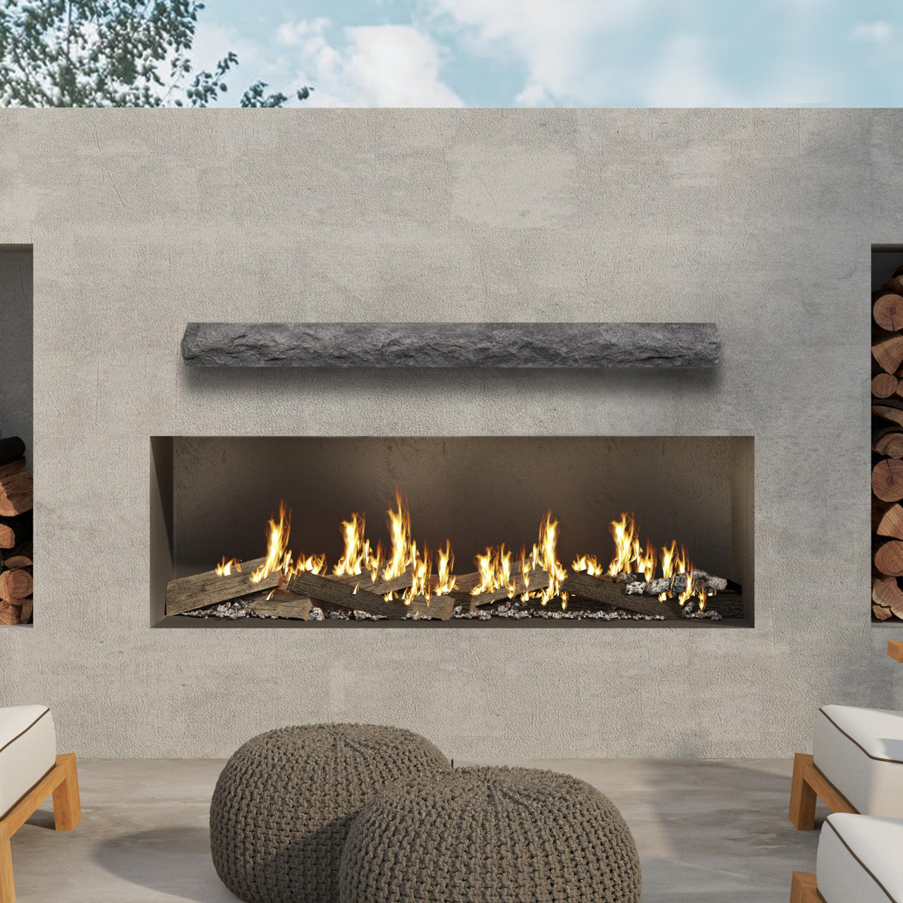 NCCS Natural Cut Stone Non-Combustable Fireplace Mantel Shelf, Greystone Exterior