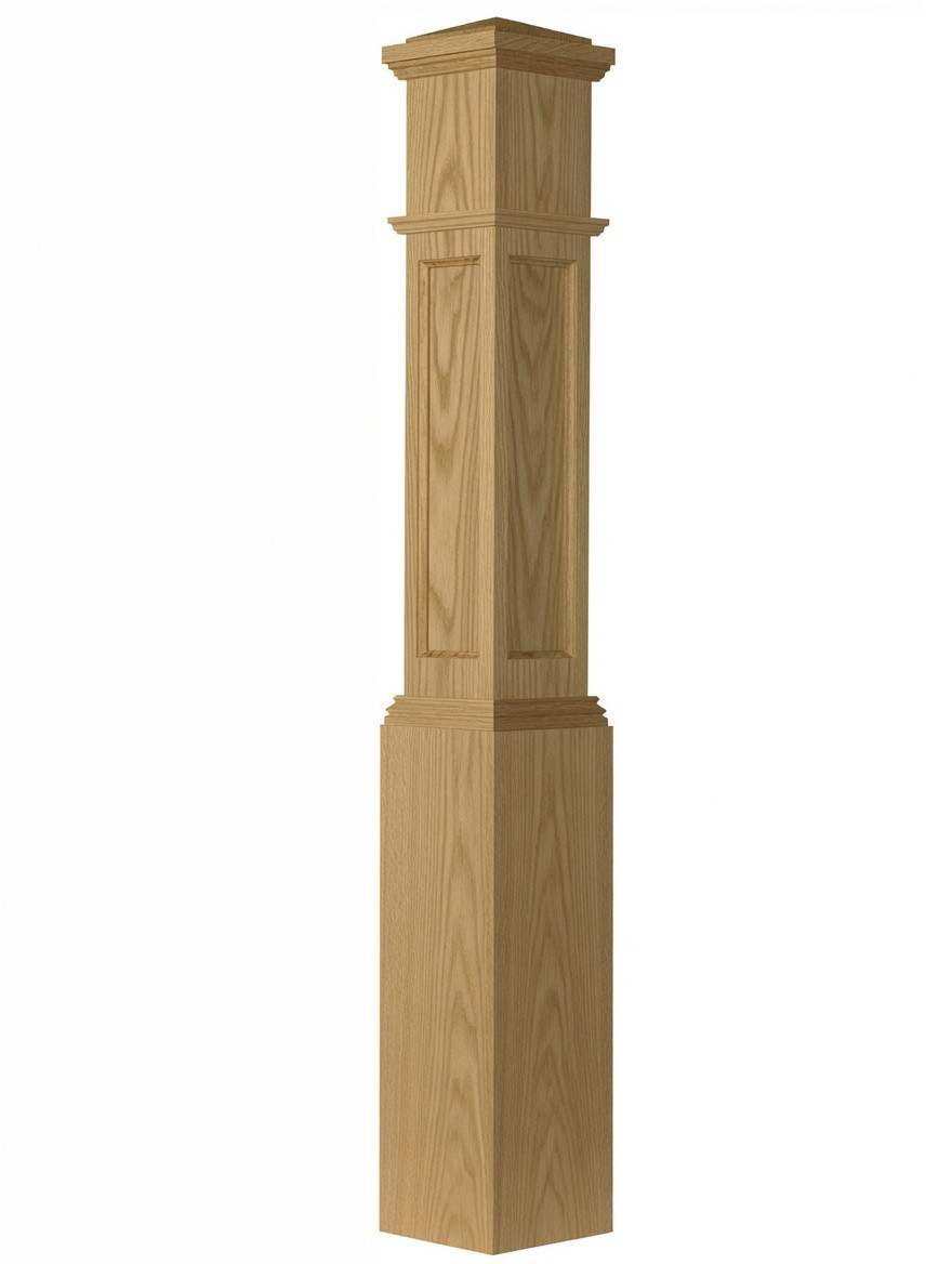 AFP-4092 Actual Flat Panel Large Box Newel Post, White Oak