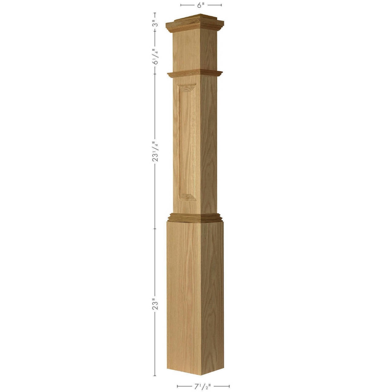 ARP-4092 Actual Raised Panel Large HALF Box Newel Post