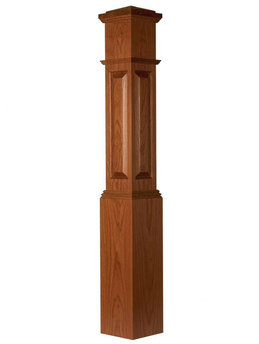 ARP-4092 Actual Raised Panel Large Box Newel Post, American Cherry