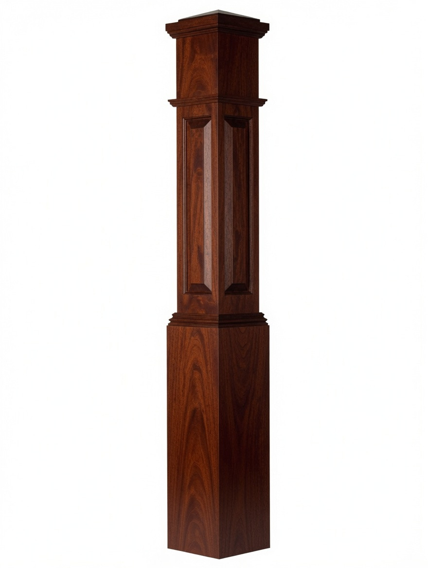 ARP-4092 Actual Raised Panel Large Box Newel Post, Mahogany