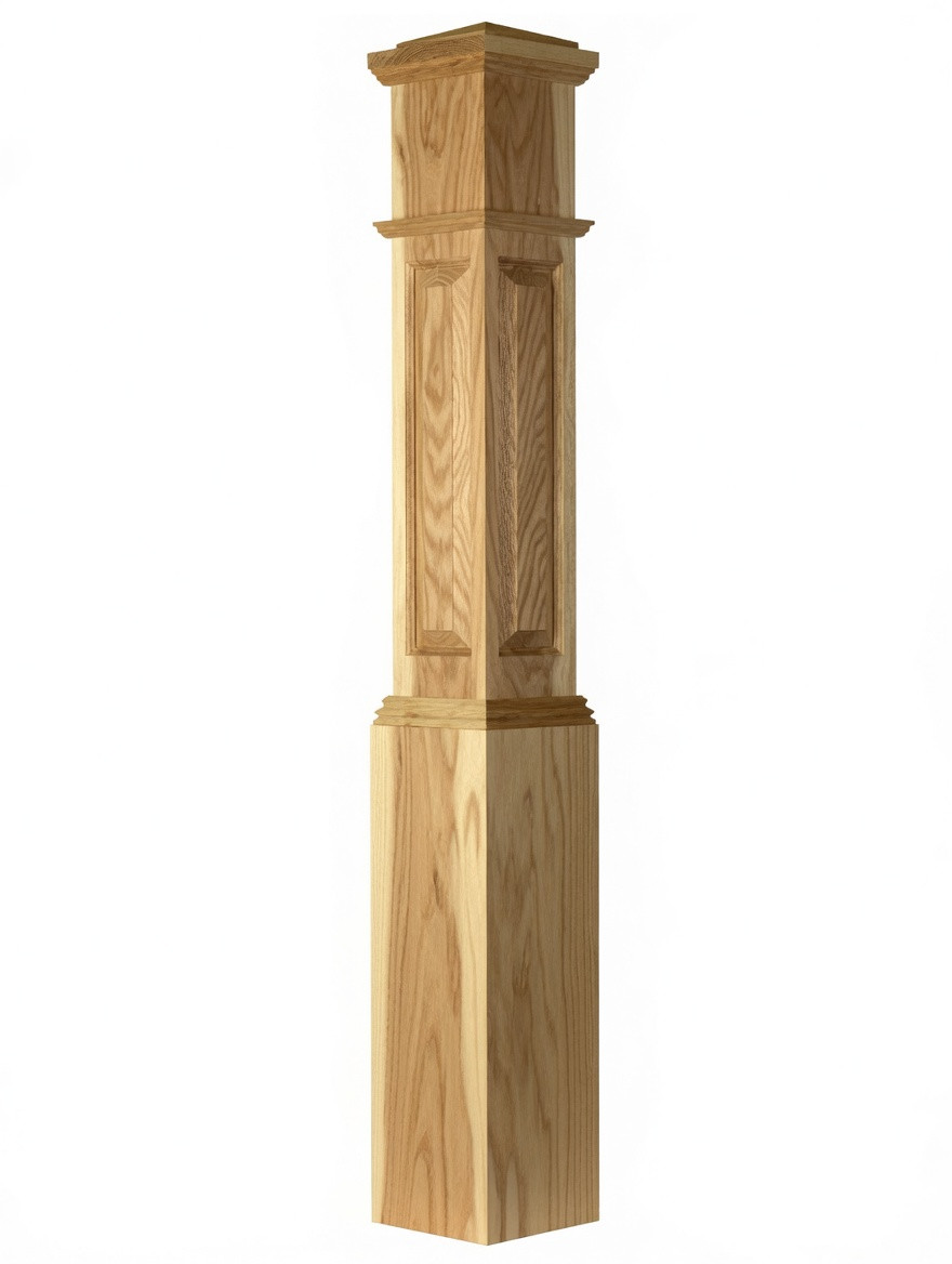 ARP-4092 Actual Raised Panel Large Box Newel Post, Hickory