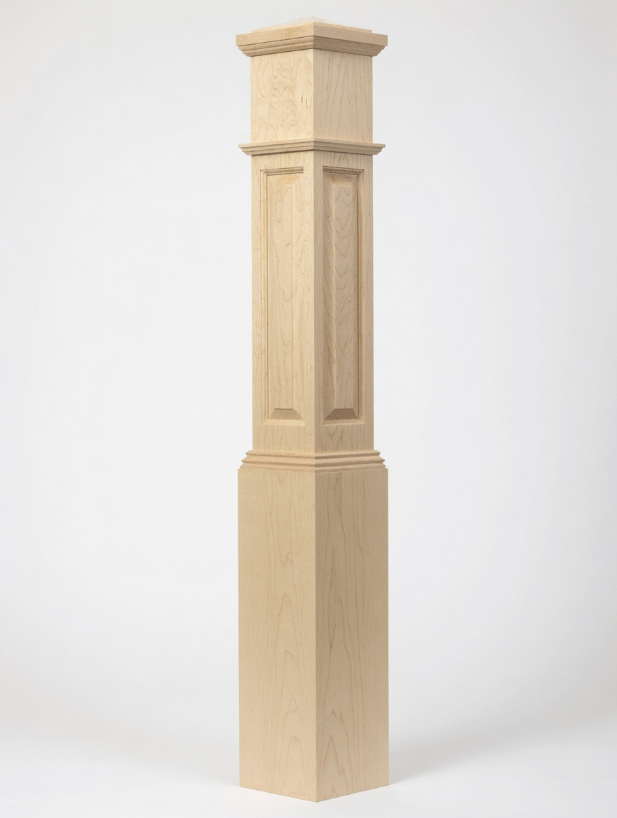ARP-4092 Actual Raised Panel Large Box Newel Post, Hard Maple