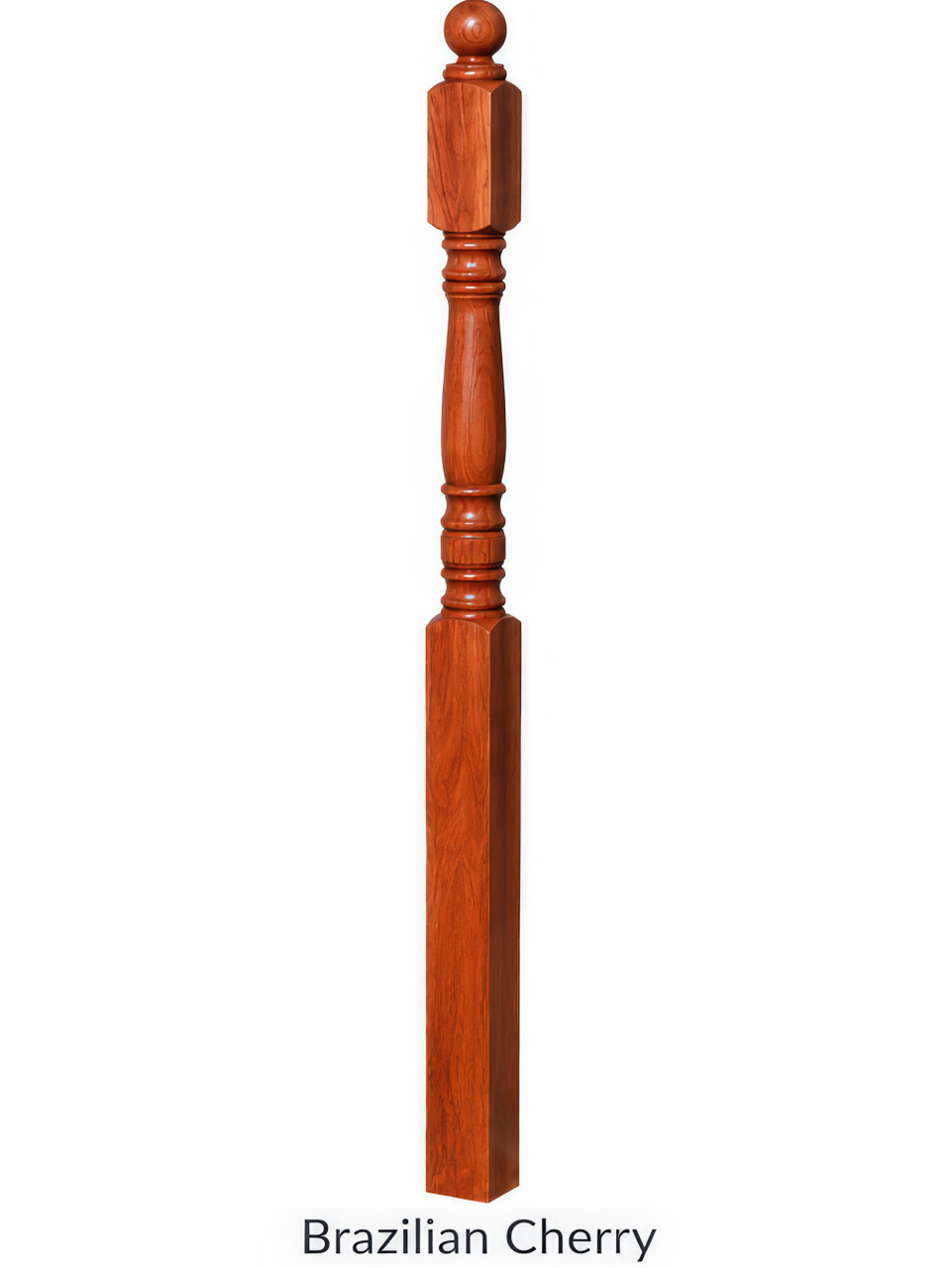 4300 Ball Top Starting Newel Post, Brazilian Cherry