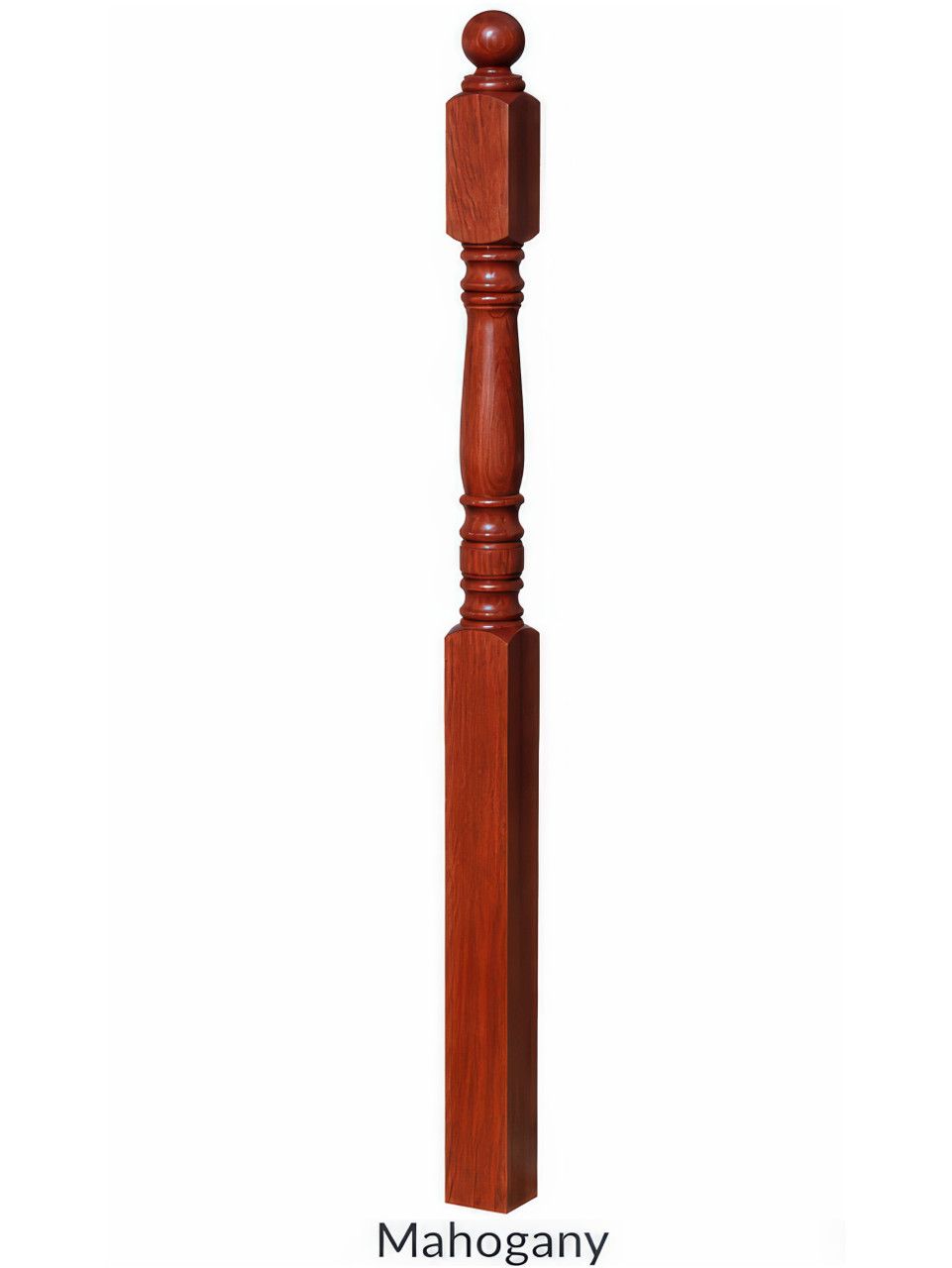 4300 Ball Top Starting Newel Post, Mahogany