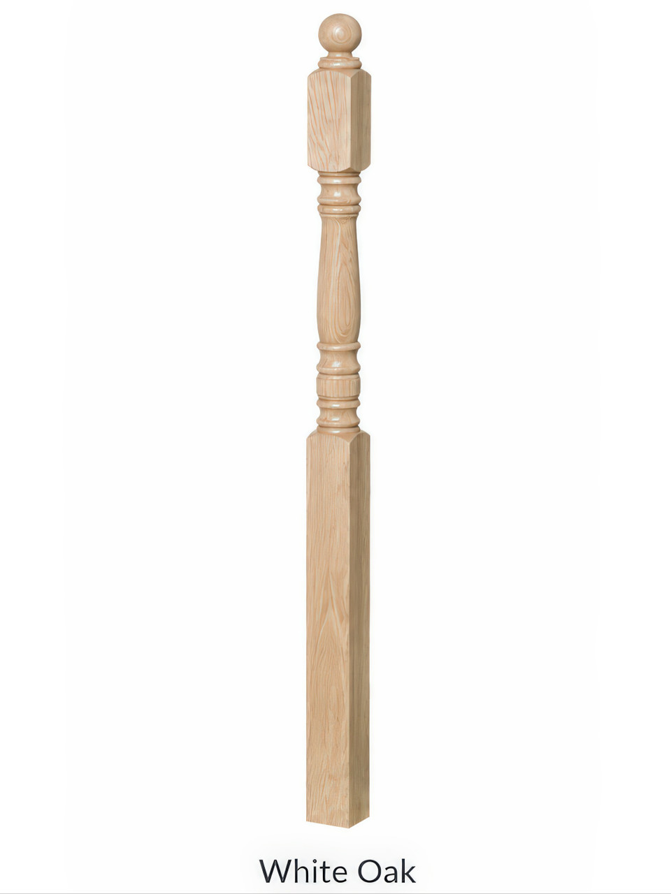 4300 Ball Top Starting Newel Post, White Oak
